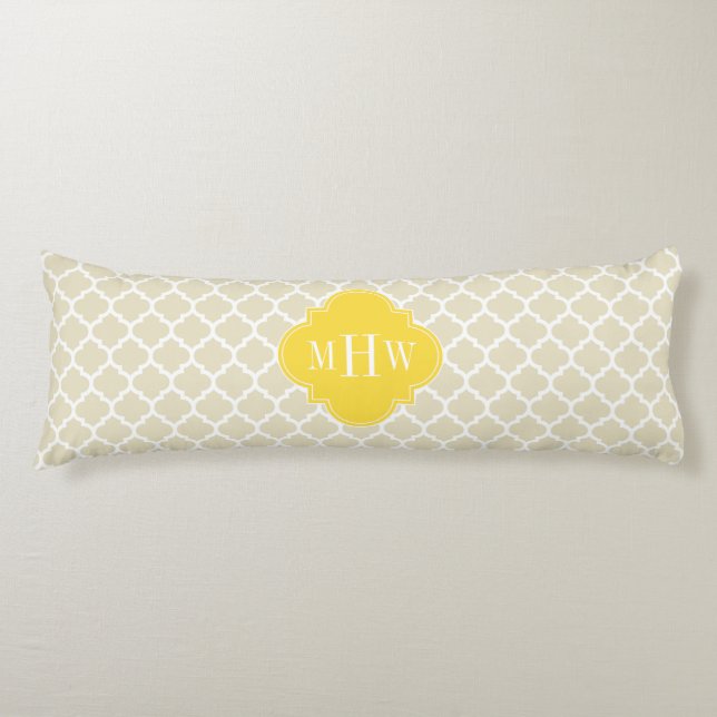 Coussins Longs Beige, Wt Marocain #5 Ananas 3 Monogramme Initial (Devant)