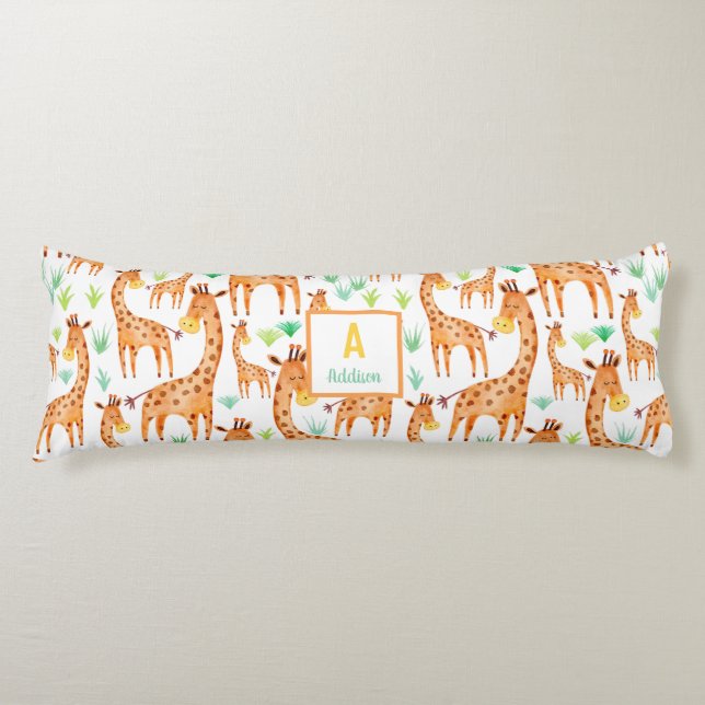 Coussins Longs Belle aquarelle Giraffe Animal Personnalisé (Devant)