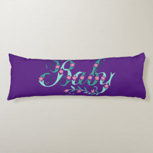 Coussins Longs Belle Bébé Bleu Violet Fleurs roses Literie