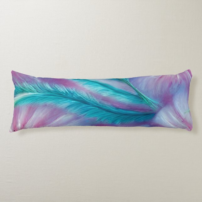 Coussins Longs Belle Motif de plumes et fleurs (Devant)