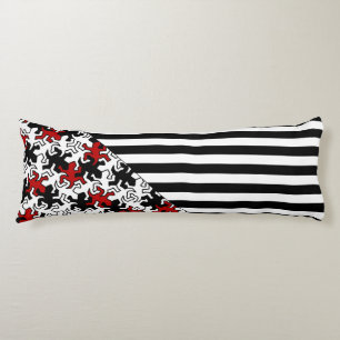 Coussins Longs BG Stripes Motif wride noir + geckos mosaïque