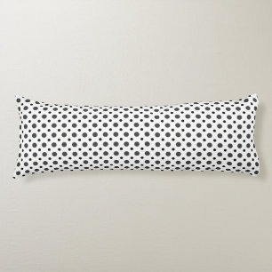 Coussins Longs Blanc avec des pois gris et noirs