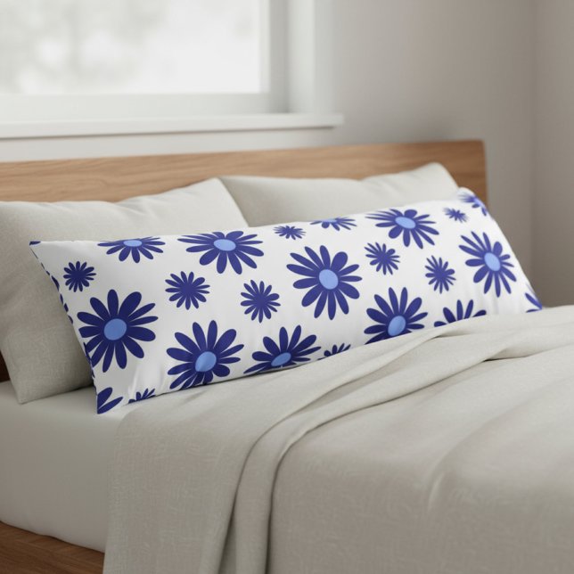 Coussins Longs Bleu (blue daisy body pillow)
