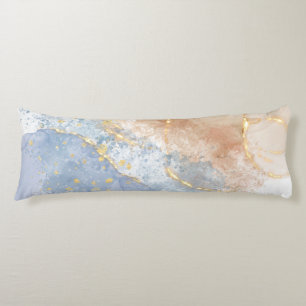 Coussins Longs Bleu Abstrait, taupe et or
