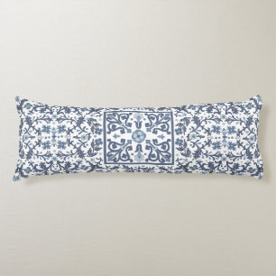 Coussins Longs Bleu Denim Floral