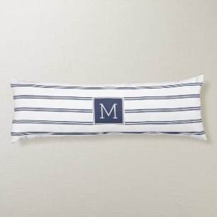Coussins Longs Bleu et blanc de marine, rayures modernes