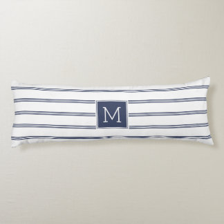 Coussins Longs Bleu et blanc de marine, rayures modernes