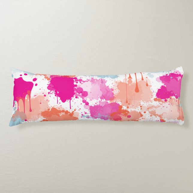 Coussins Longs Bleu rose orange Abstrait Peinture (Devant)