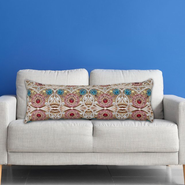 Coussins Longs bleu turquoise or bordeaux rose bohème (turquoise blue silver gold burgundy pink bohemian body pillow)