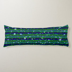 Coussins Longs Bleu vert rayures avec étoiles et Raindrops