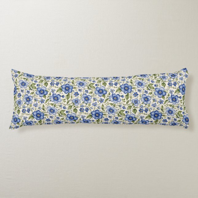 Coussins Longs Blue Forget-Me-Nots Fleece Florale (Devant)