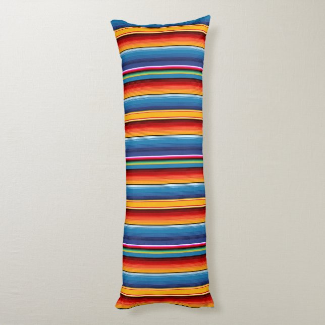 Coussins Longs Blue Gold Red Sarape mexicaine (Dos (Vertical))