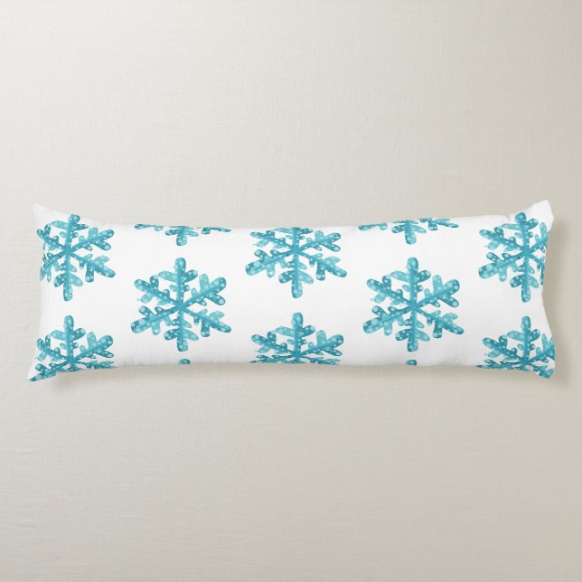 Coussins Longs Blue Snowflake Motif hiver Noël moderne (Devant)