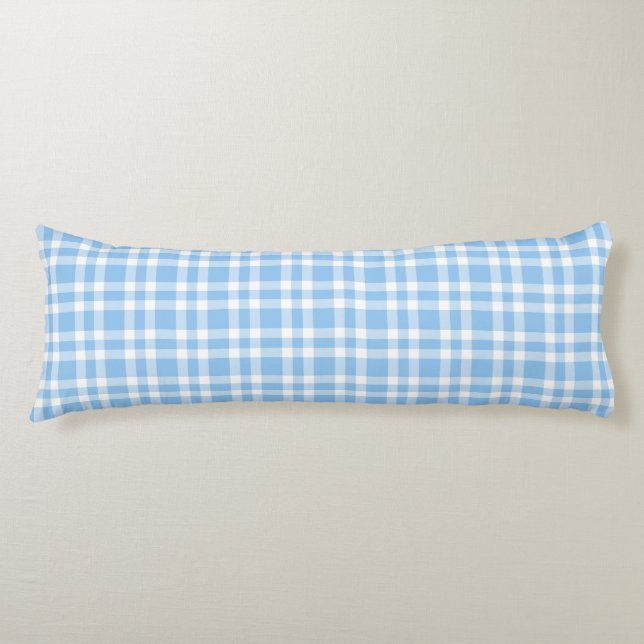 Coussins Longs Blue White Plaid Pattern (Devant)