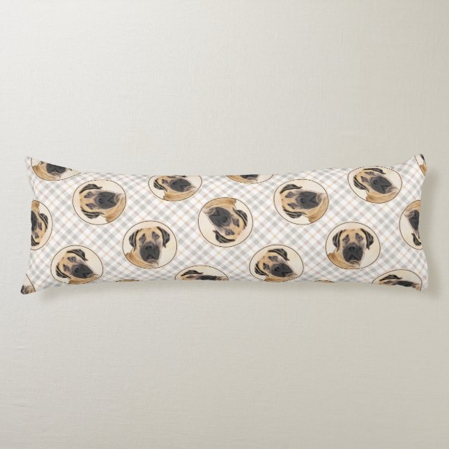 Coussins Longs Boerboel Peinture Fawn Rouge Mastiff Animal de com (Devant)