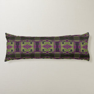 Coussins Longs Bohème Chintz 64 Olive Magenta Noir Blanc