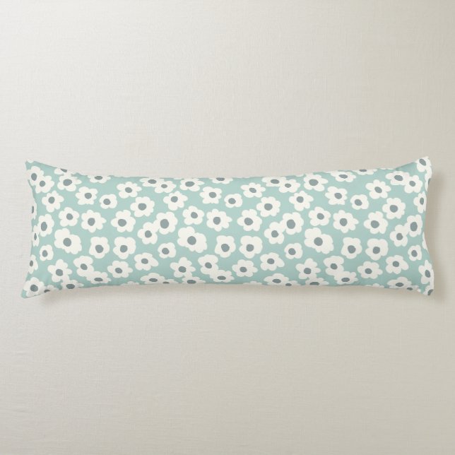 Coussins Longs Boho Sage Vert Gris Blanc Floral (Devant)