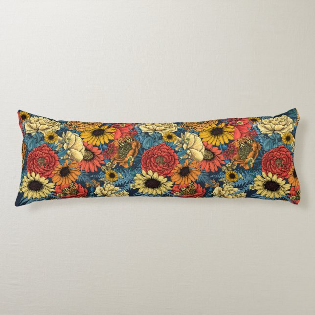 Coussins Longs Bouquet de fleurs - roses, pivoines, marguerites e (Devant)