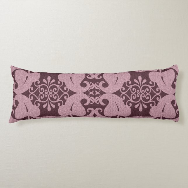 Coussins Longs Bourgogne N rose moderne Motif de feuille élégant (Devant)