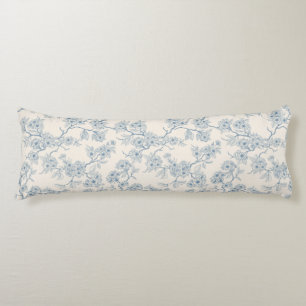 Coussins Longs Branches de fleurs de cerisier en bleu et blanc ca