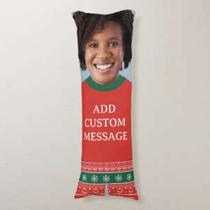Coussins Longs Cadeau de Noël drôle pour femme Photo de visage pe