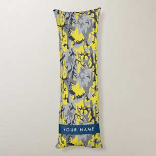 Coussins Longs Camouflage jaune et gris Votre nom Personnalisez