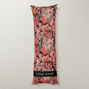 Coussins Longs Camouflage Rouge et Marron Personnalisez votre nom