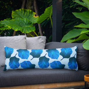 Coussins Longs Canna Tropicanna Feuilles tropicaux en bleu