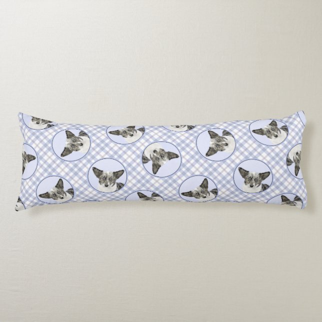 Coussins Longs Cardigan Welsh Corgi bleu Merle Peinture Chien Art (Devant)