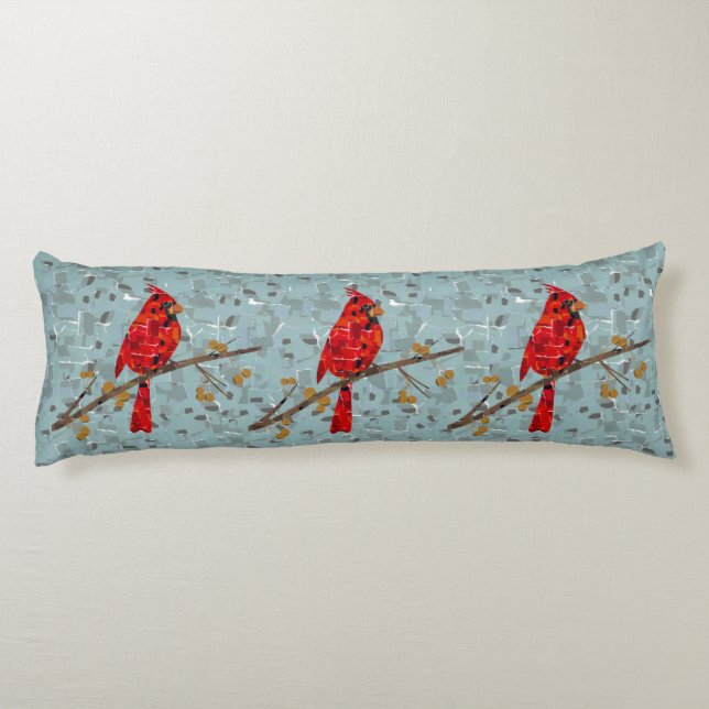 Coussins Longs Cardinal Rouge, l'oiseau de Noël (Dos)