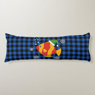 Coussins Longs Caricature de poisson tropical de Noël sur le Moti