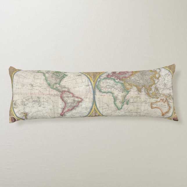 Coussins Longs Carte de voyage du monde Antique Vintage (Dos)