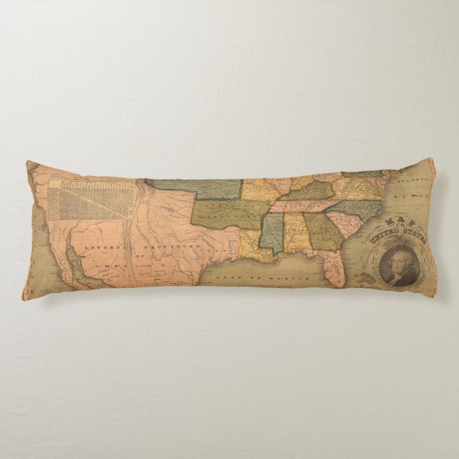Coussins Longs Carte des Etats-Unis avec George Washington (Devant)