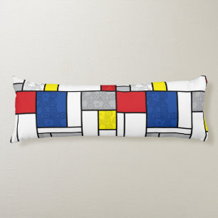 Coussins Longs Cercles Rétro Mondrial Minimaliste De Stijl Mod Ar