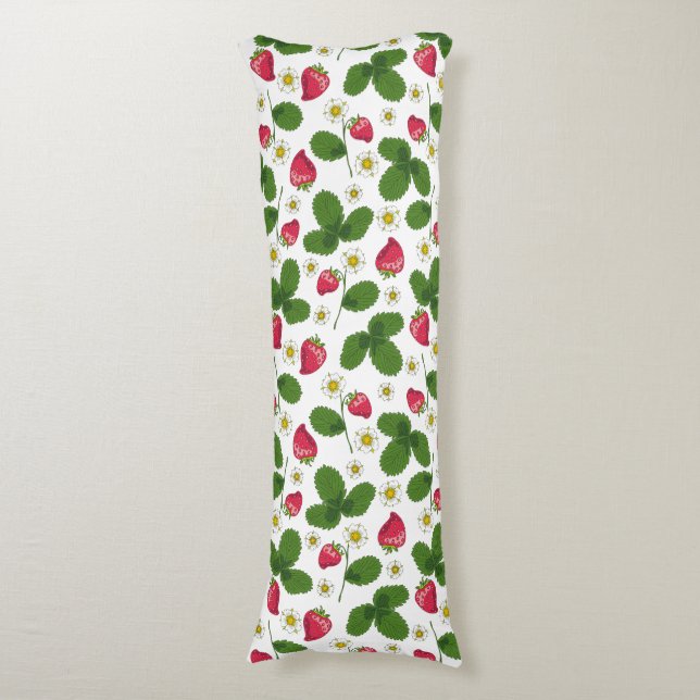 Coussins Longs Champs de fraises en blanc (Devant (Vertical))