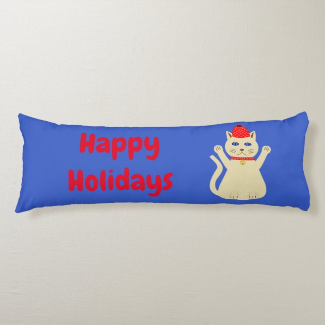 Coussins Longs Chat de Noël sur mesure (Devant)