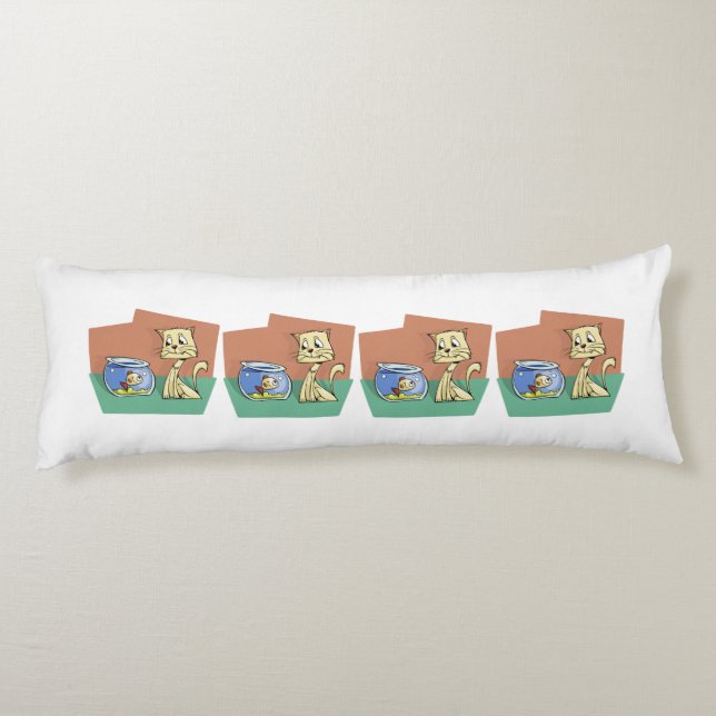 Coussins Longs Chat et cuvette de poisson (Dos)