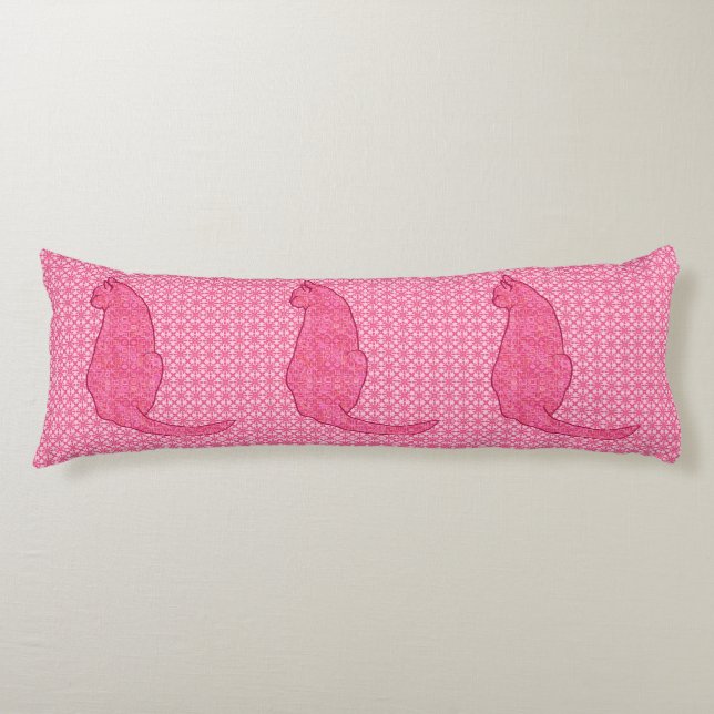 Coussins Longs Chat japonais - Fuchsia Pink Batik (Devant)