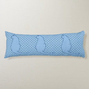 Coussins Longs Chat japonais - Kimono bleu