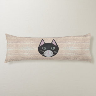 Coussins Longs Chat noir en verre coloré, beige