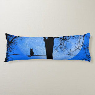 Coussins Longs Chat sur un fil Lune Bleue