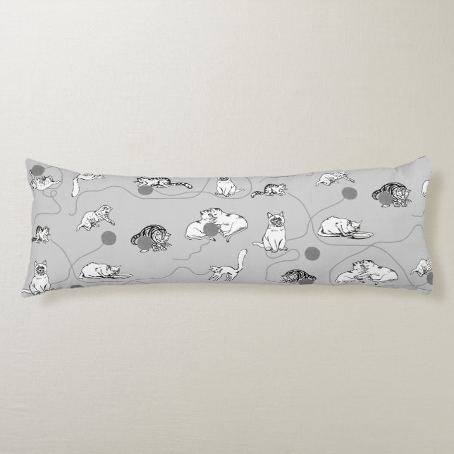 Coussins Longs Chats mignons Jouer et être Motif coquin (Devant)