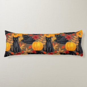 Coussins Longs Chats noirs et citrouilles 2