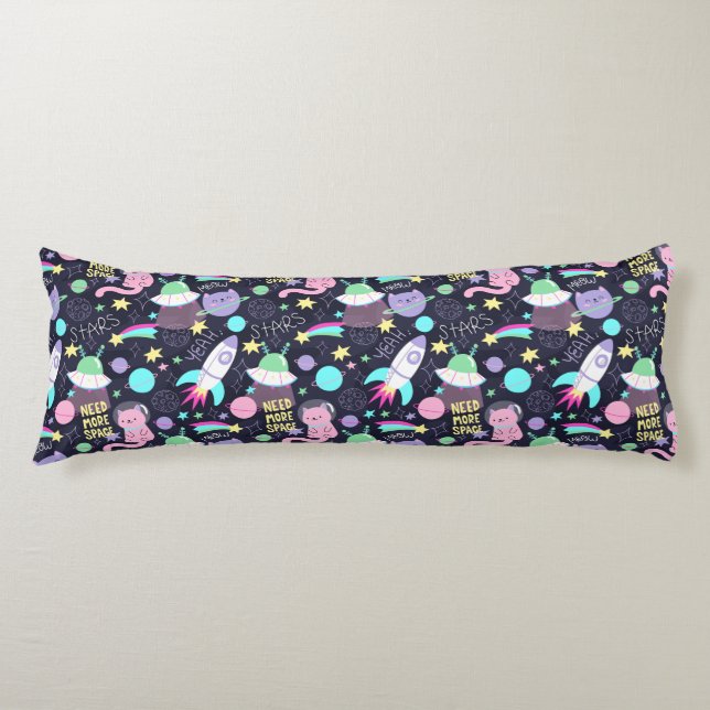 Coussins Longs Chats spatiaux mignons (Devant)