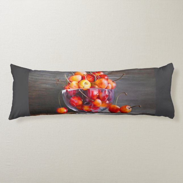 Coussins Longs Cherry Still Life in Glass Stretched Canvas Print (Devant)