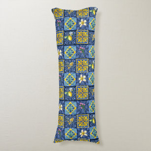 Coussins Longs Chic Bleu turquoise Sicilien agrumes méditerranéen
