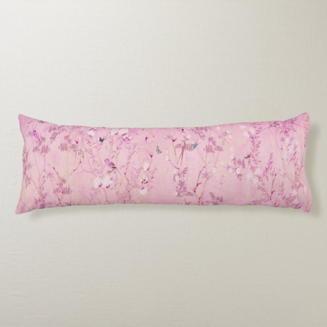 Coussins Longs Chinoiserie rose (Devant)