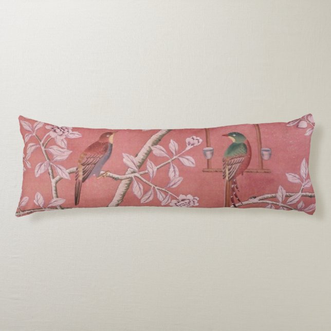 Coussins Longs Chinoiserie rose (Devant)