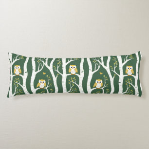 Coussins Longs Chouette lunaire et Motif de bouleau