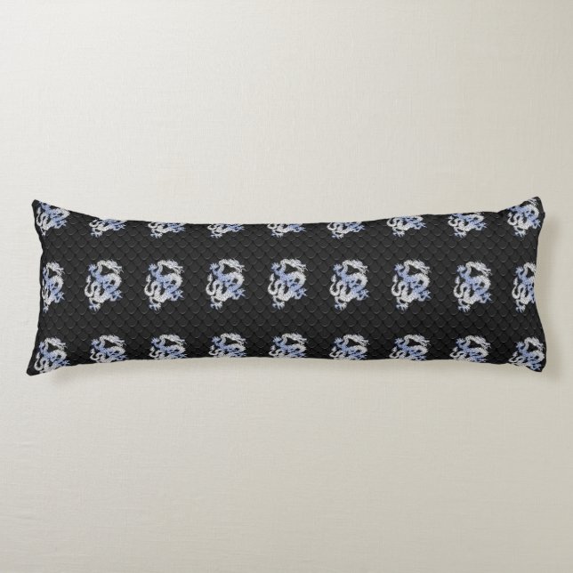 Coussins Longs Chrome comme argent Dragon Black Snake style de pe (Devant)